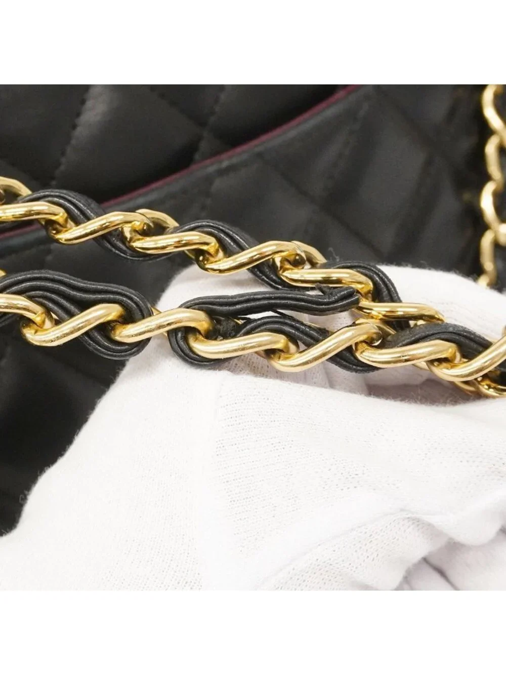 Chanel Shoulder Bag Deca Quilted Lambskin Black Gold